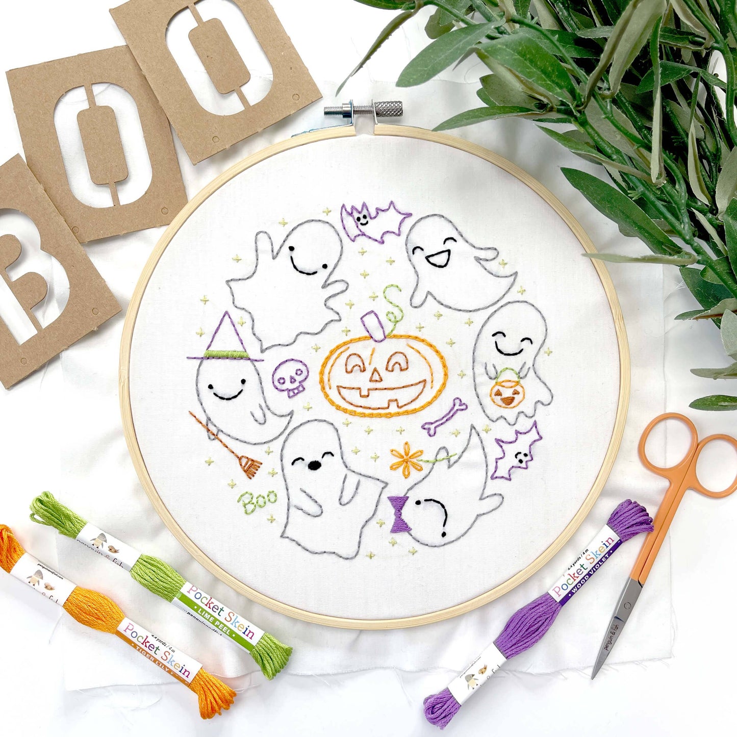 Ghost Friends 8" embroidery kit