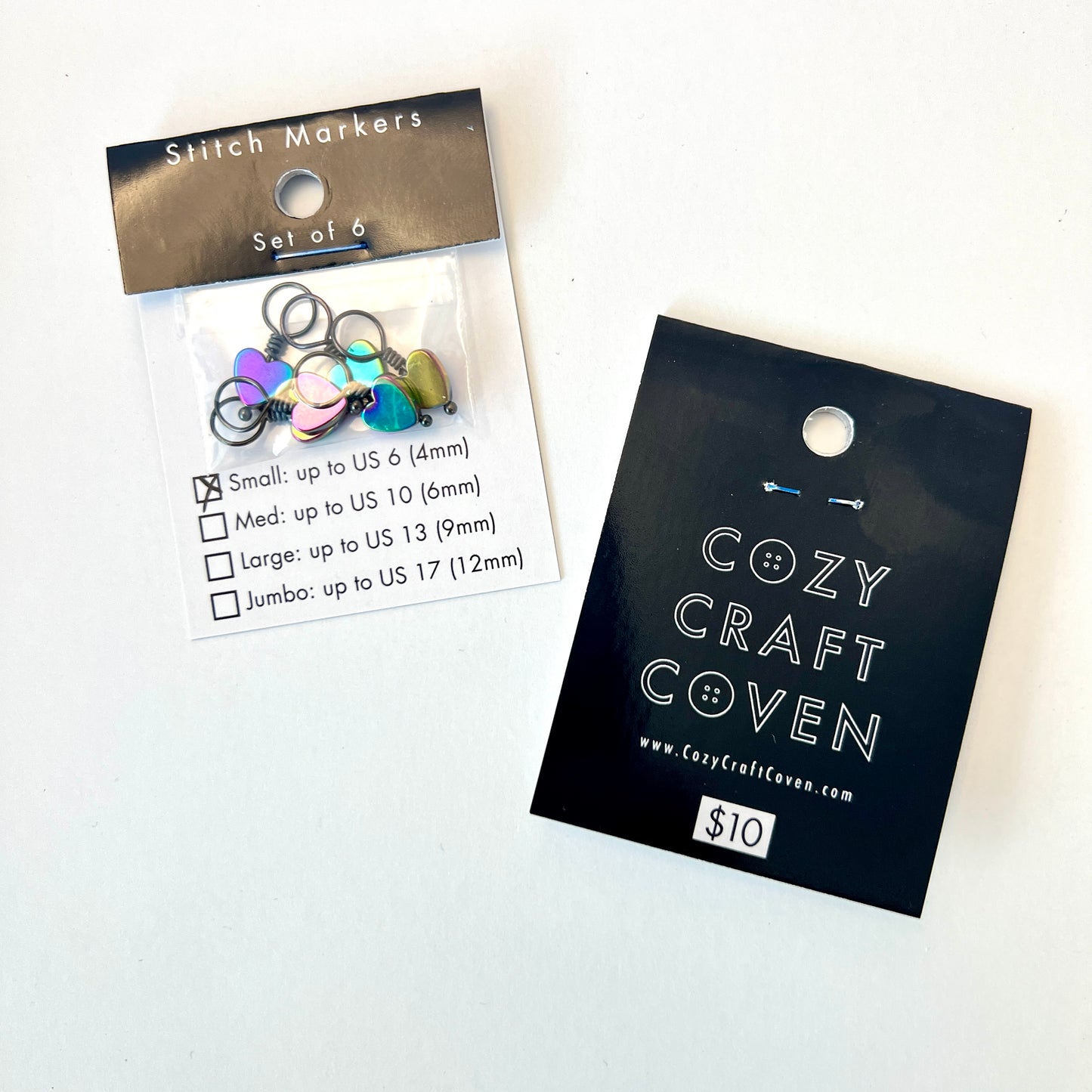 Small Stitch Markers - Hematite Hearts