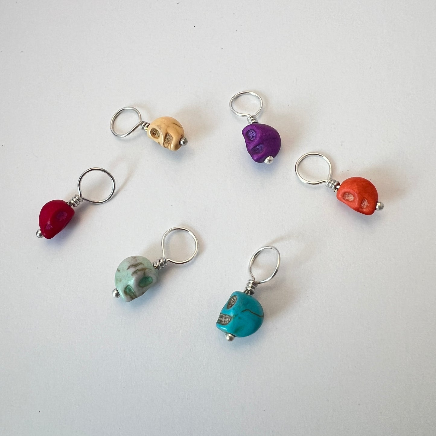 Small Stitch Markers - Rainbow Skulls