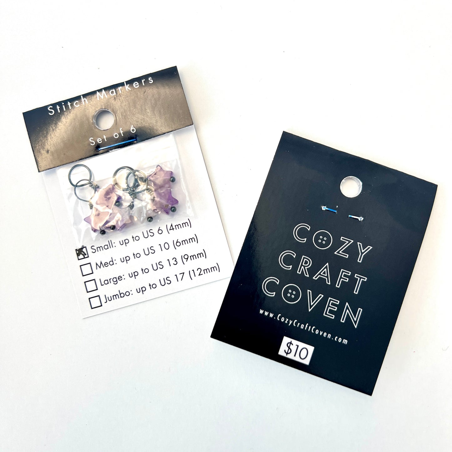 Small Stitch Markers - Amethyst Stars