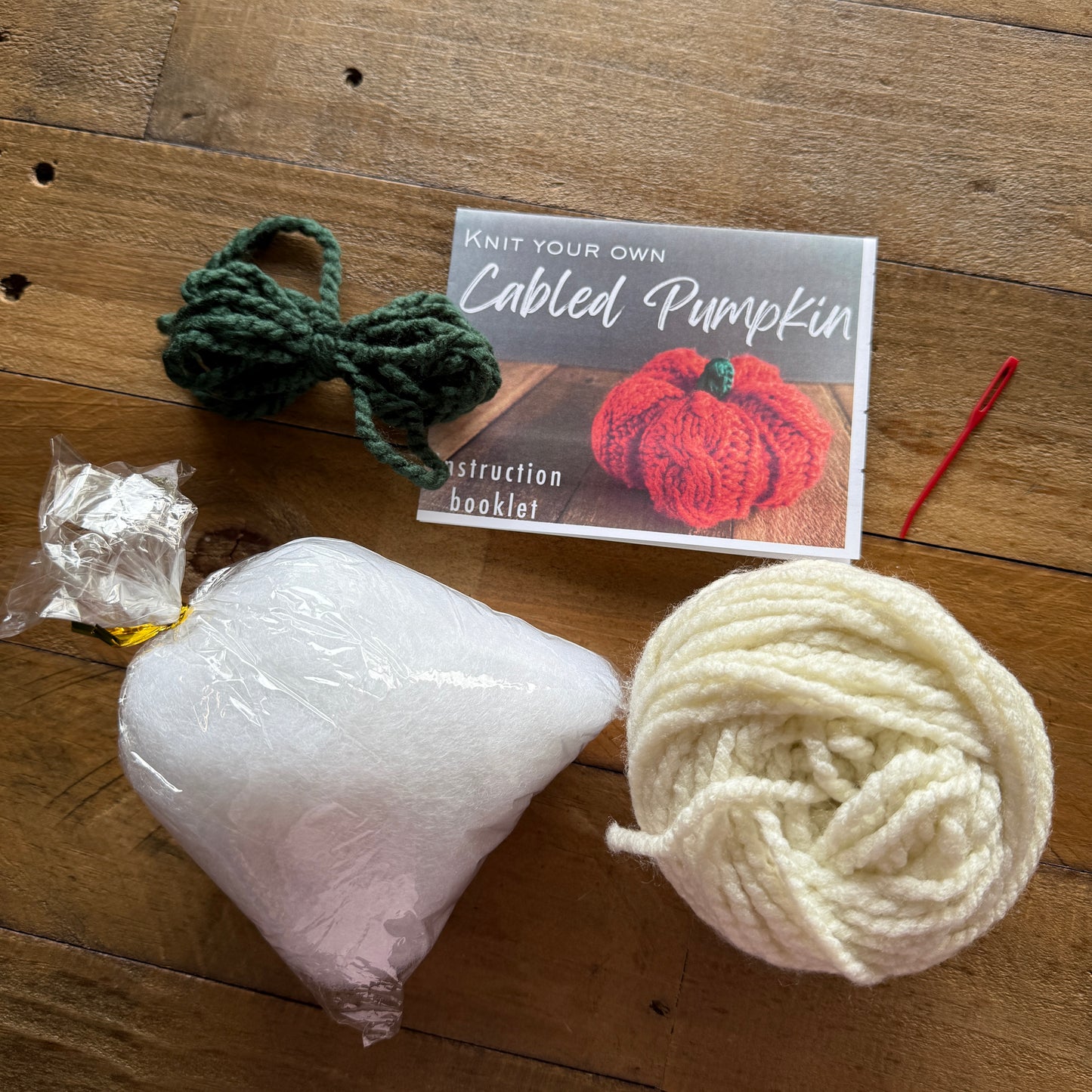 Cabled White Pumpkin Knit Kit