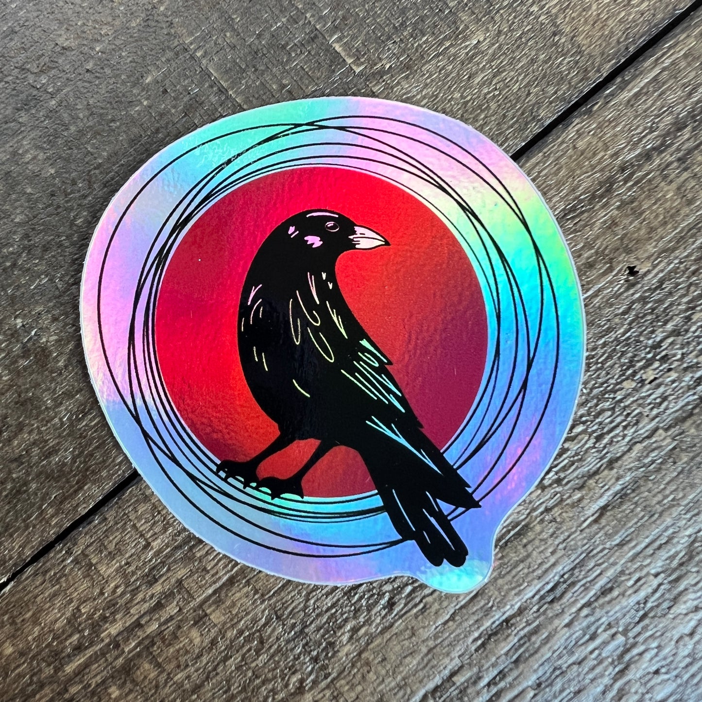 Holographic Crow Vinyl Sticker