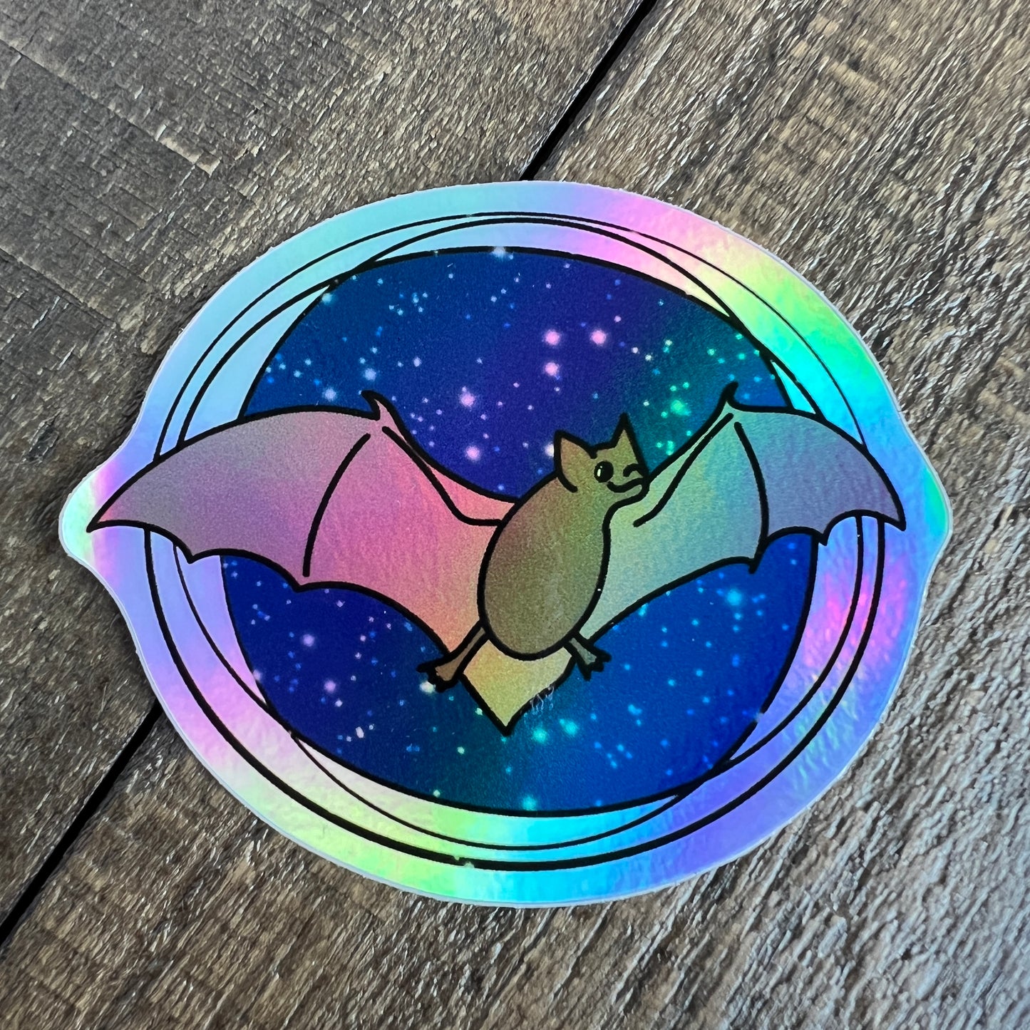 Holographic Flying Bat Vinyl Sticker