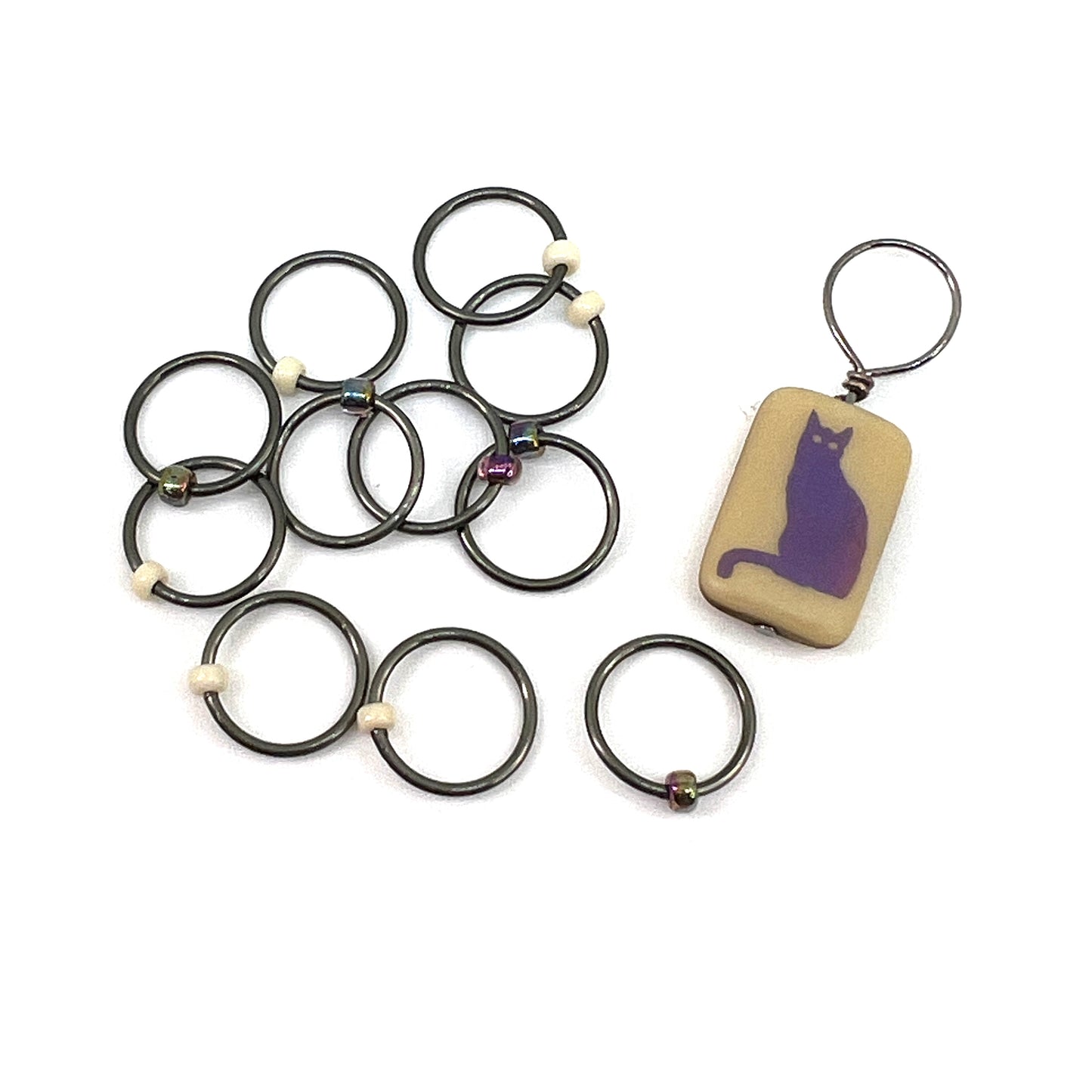 Medium Stitch Markers - Cat Silhouette