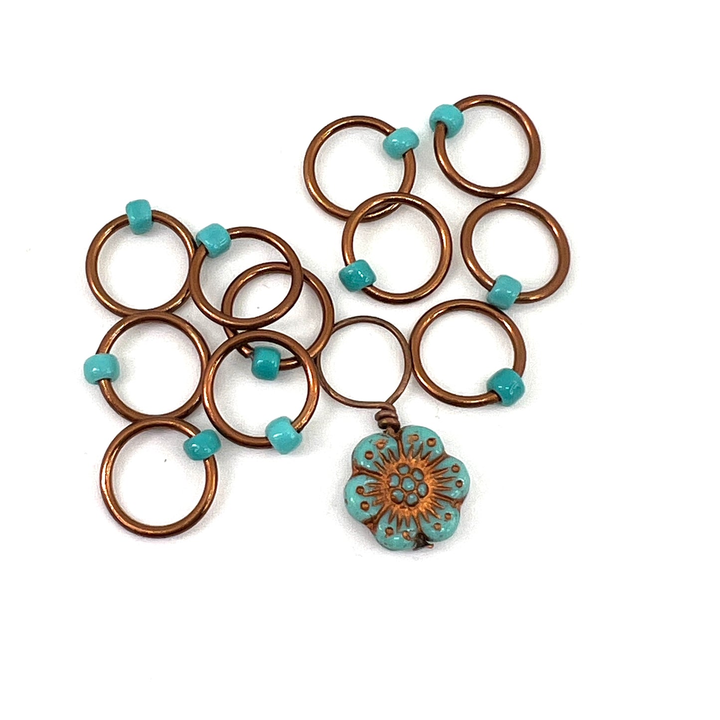 Stitch Markers - Turquoise Flower