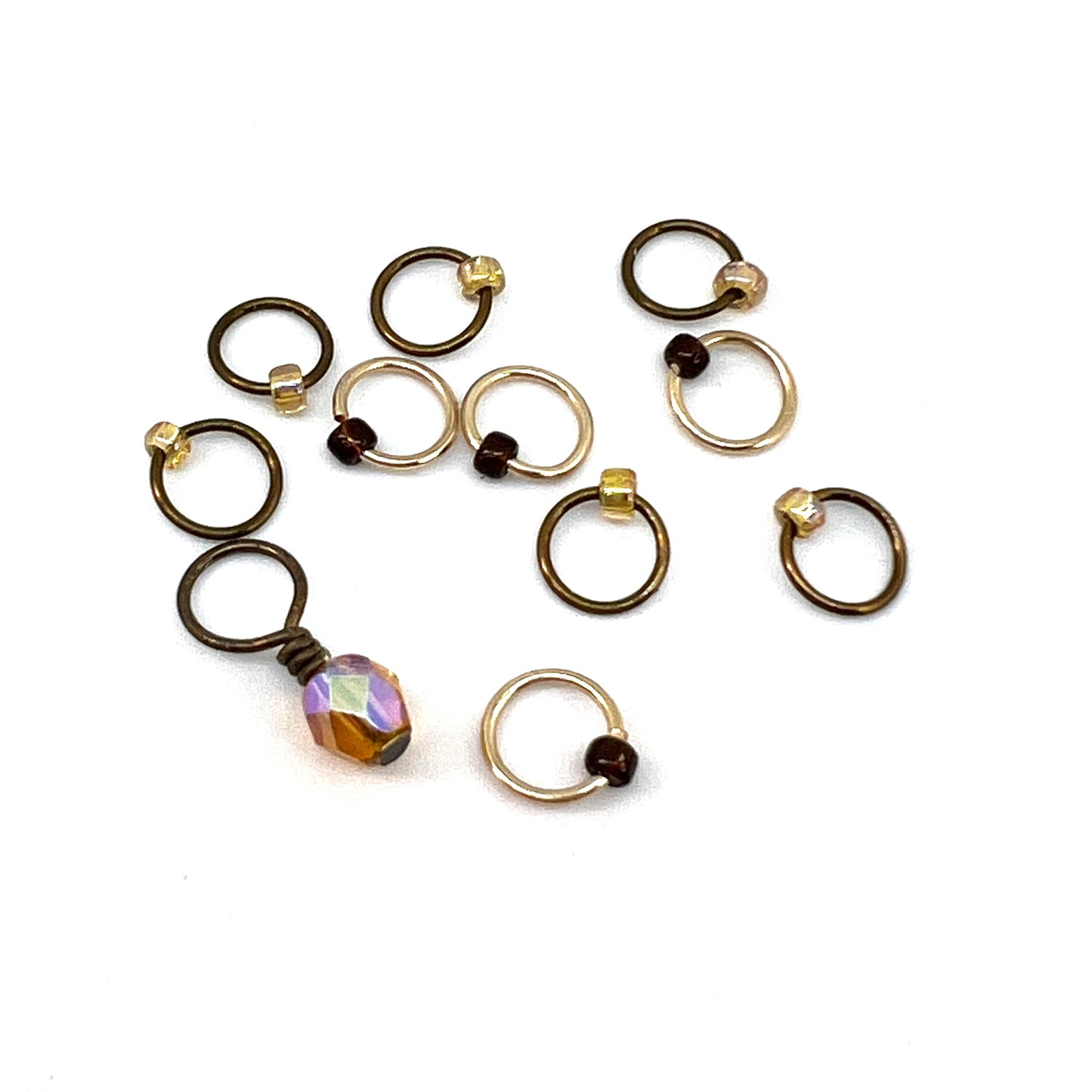 Small Stitch Markers - Bronze Topaz