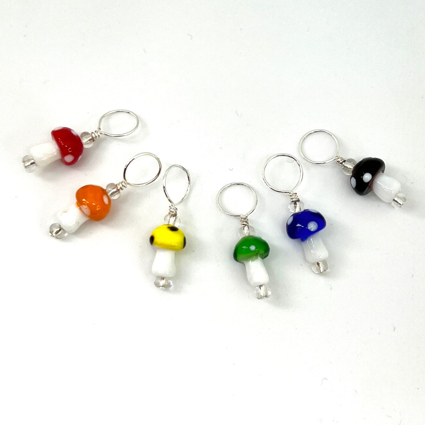 Medium Stitch Markers - Rainbow Mushrooms