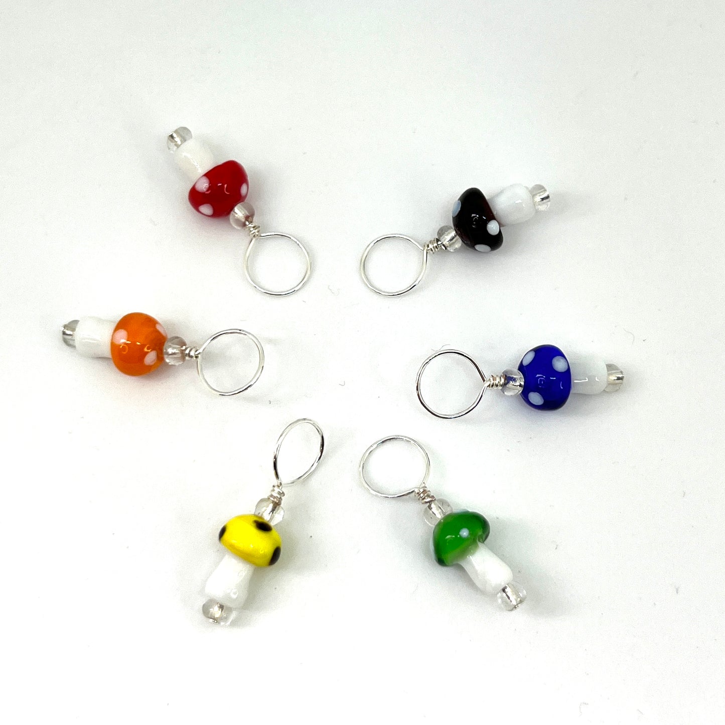 Medium Stitch Markers - Rainbow Mushrooms