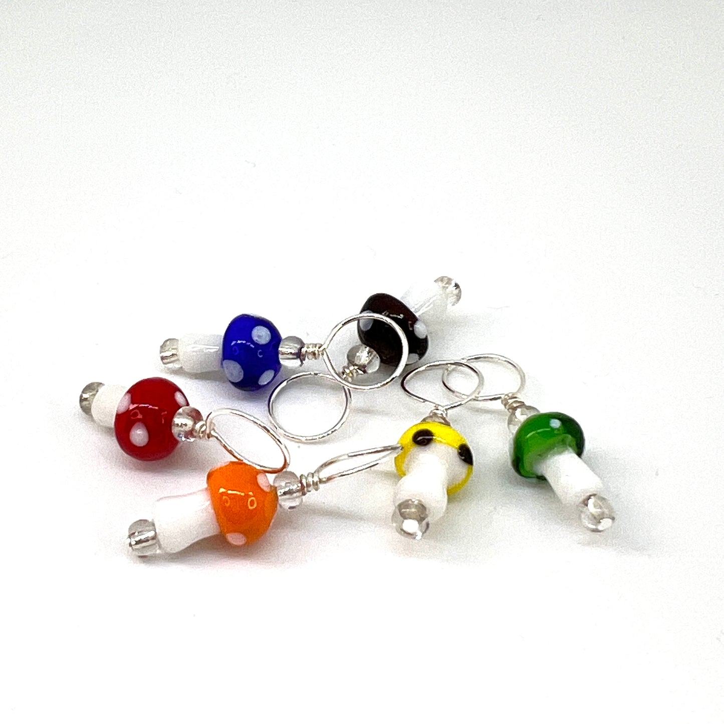 Medium Stitch Markers - Rainbow Mushrooms