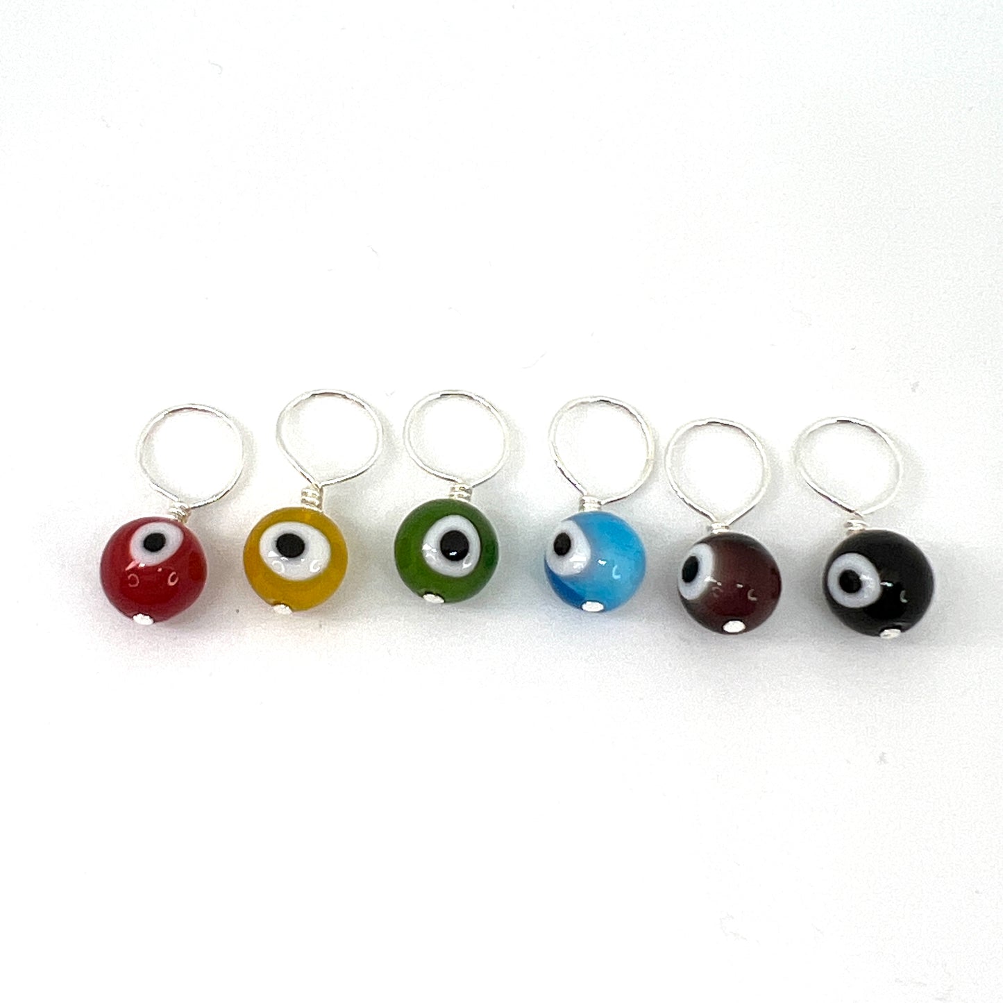 Medium Stitch Markers - Rainbow Evil Eye Set