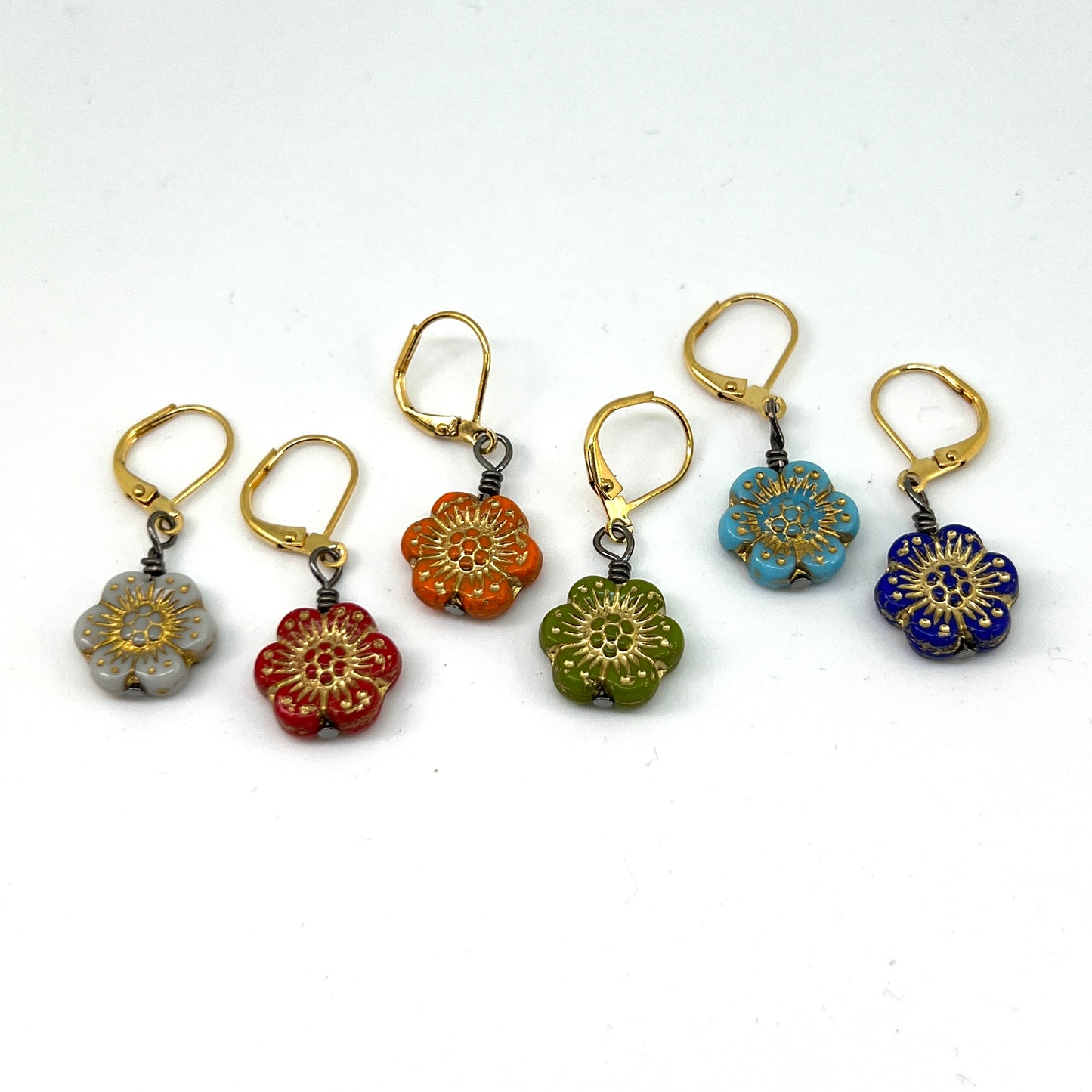 Crochet Stitch Markers - Rainbow Flowers