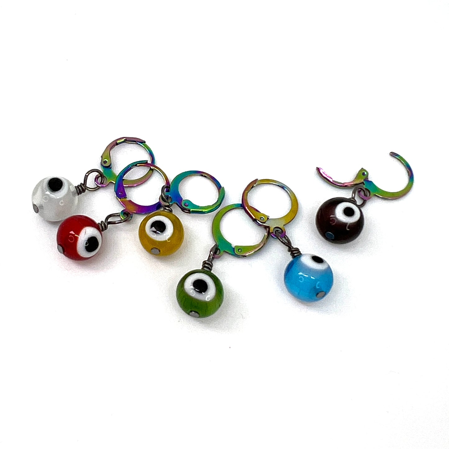 Crochet Stitch Markers - Rainbow Evil Eye Set