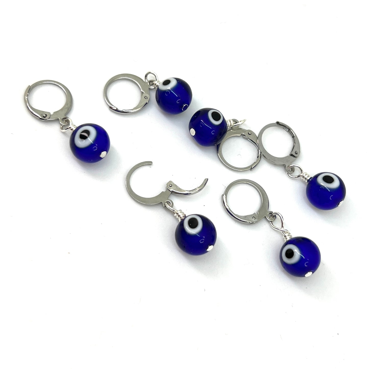 Crochet Medium Stitch Markers - Dark Blue Evil Eye