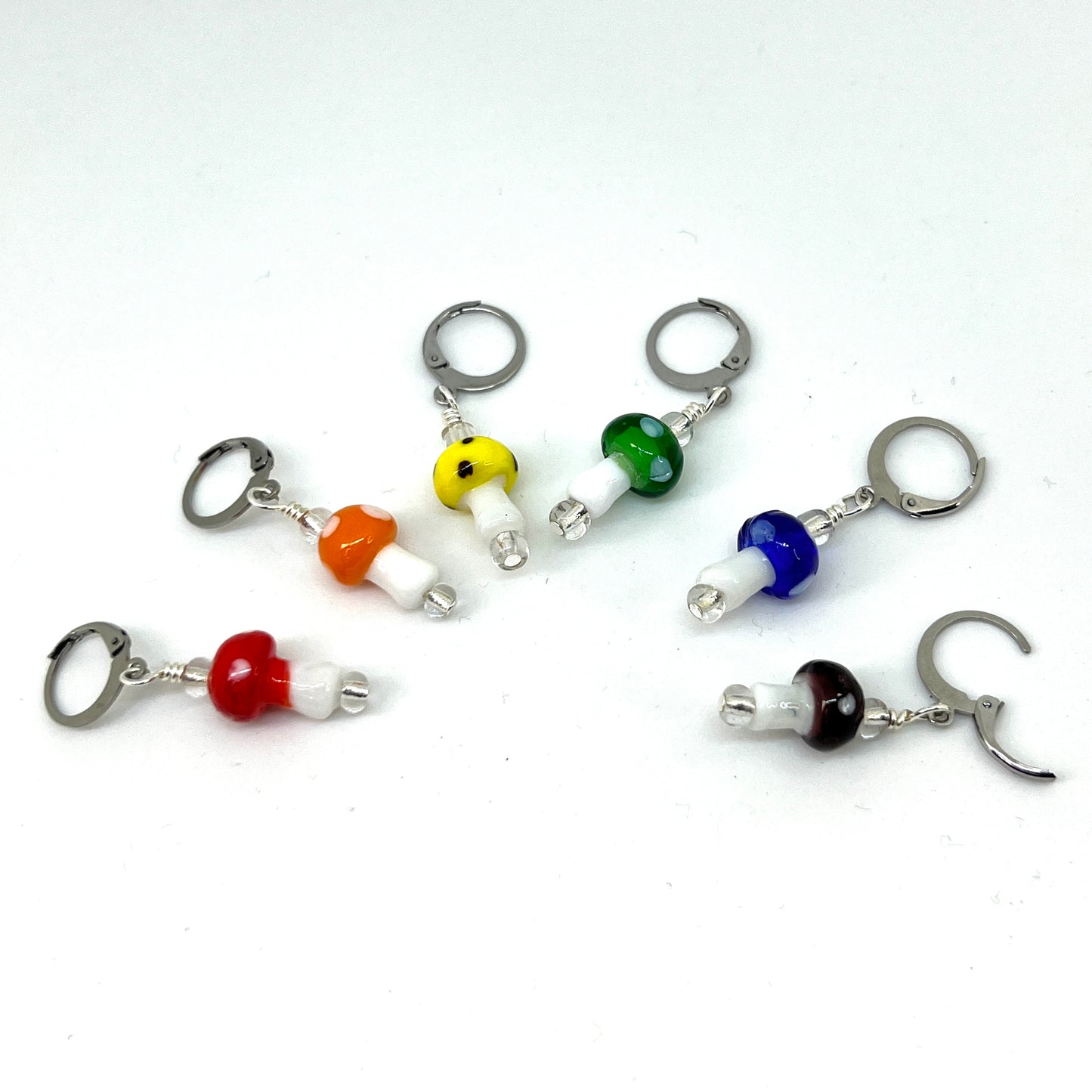 Crochet Stitch Markers - Rainbow Mushrooms