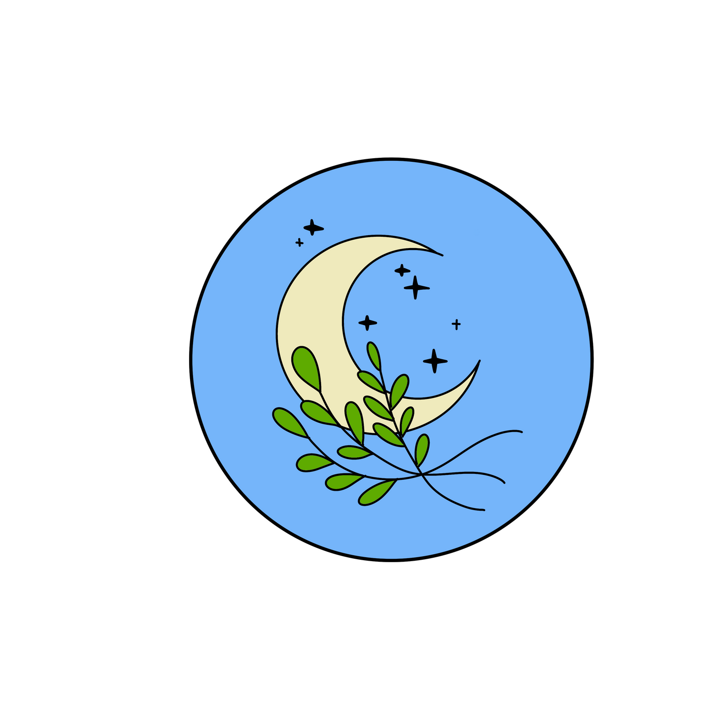 Crescent Moon with Branches Vinyl Sticker