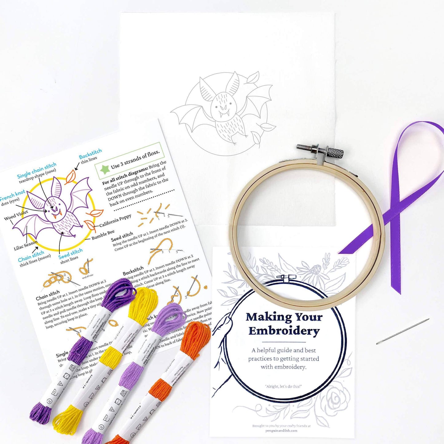 Batty Bat 4" embroidery kit