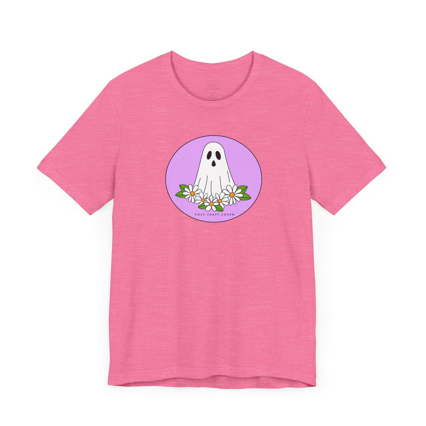 Cozy Ghost Floral Tee - Unisex Short Sleeve T-Shirt for Spooky Season