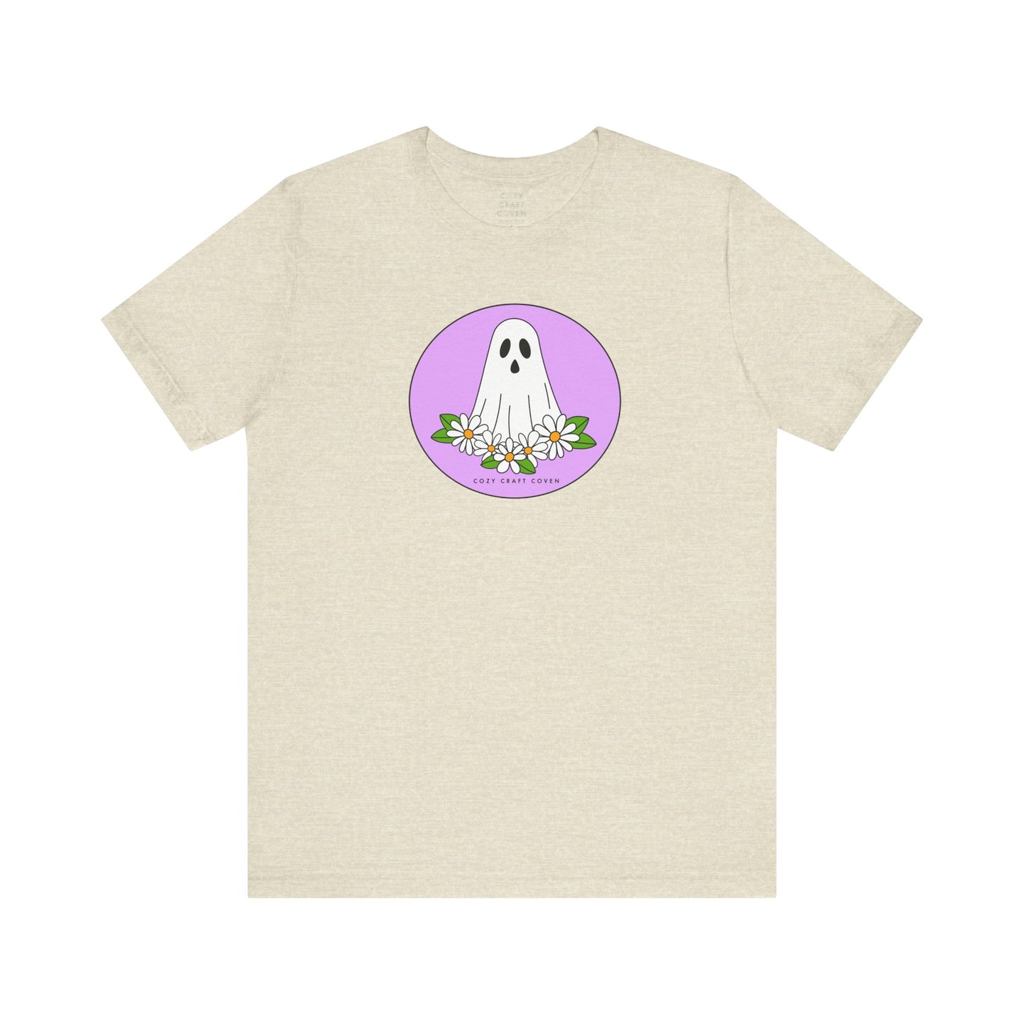 Cozy Ghost Floral Tee - Unisex Short Sleeve T-Shirt for Spooky Season