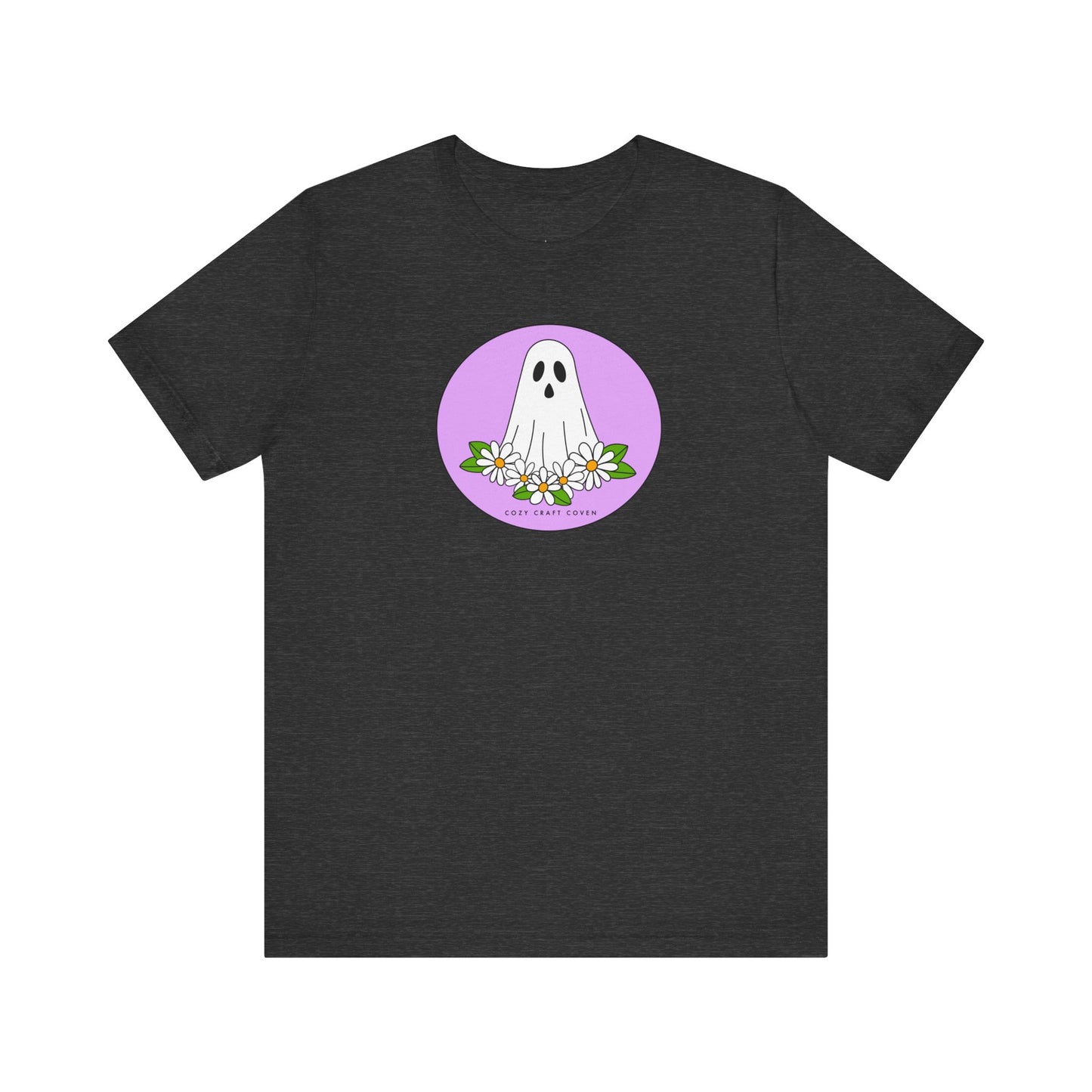 Cozy Ghost Floral Tee - Unisex Short Sleeve T-Shirt for Spooky Season