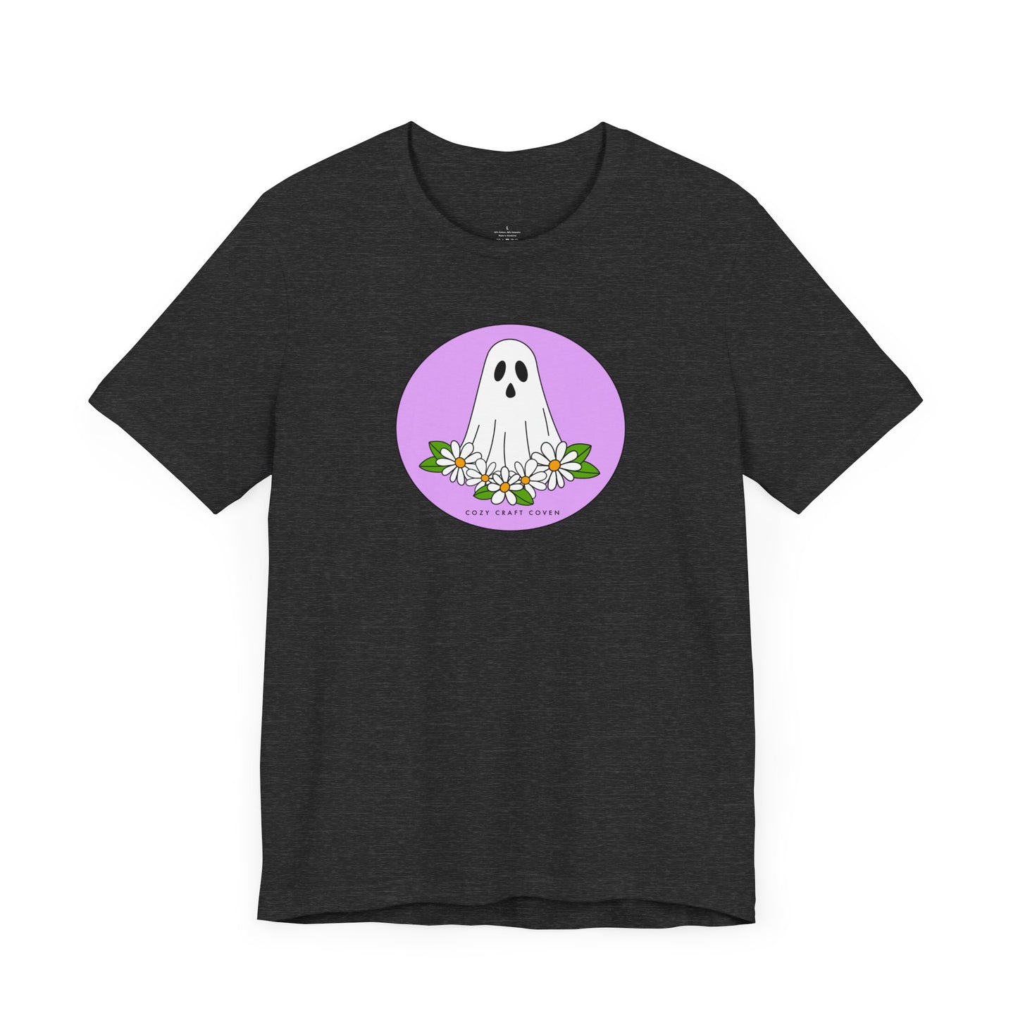 Cozy Ghost Floral Tee - Unisex Short Sleeve T-Shirt for Spooky Season