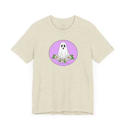 Cozy Ghost Floral Tee - Unisex Short Sleeve T-Shirt for Spooky Season
