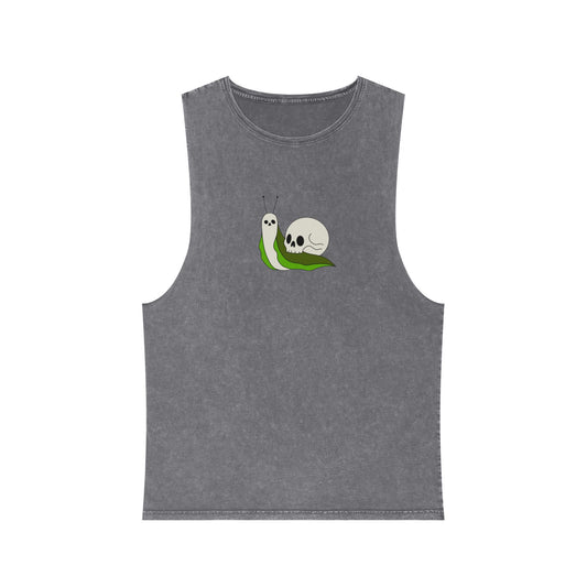 Unisex Stonewash Tank Top with Death Snail Design | Cozy Craft Coven