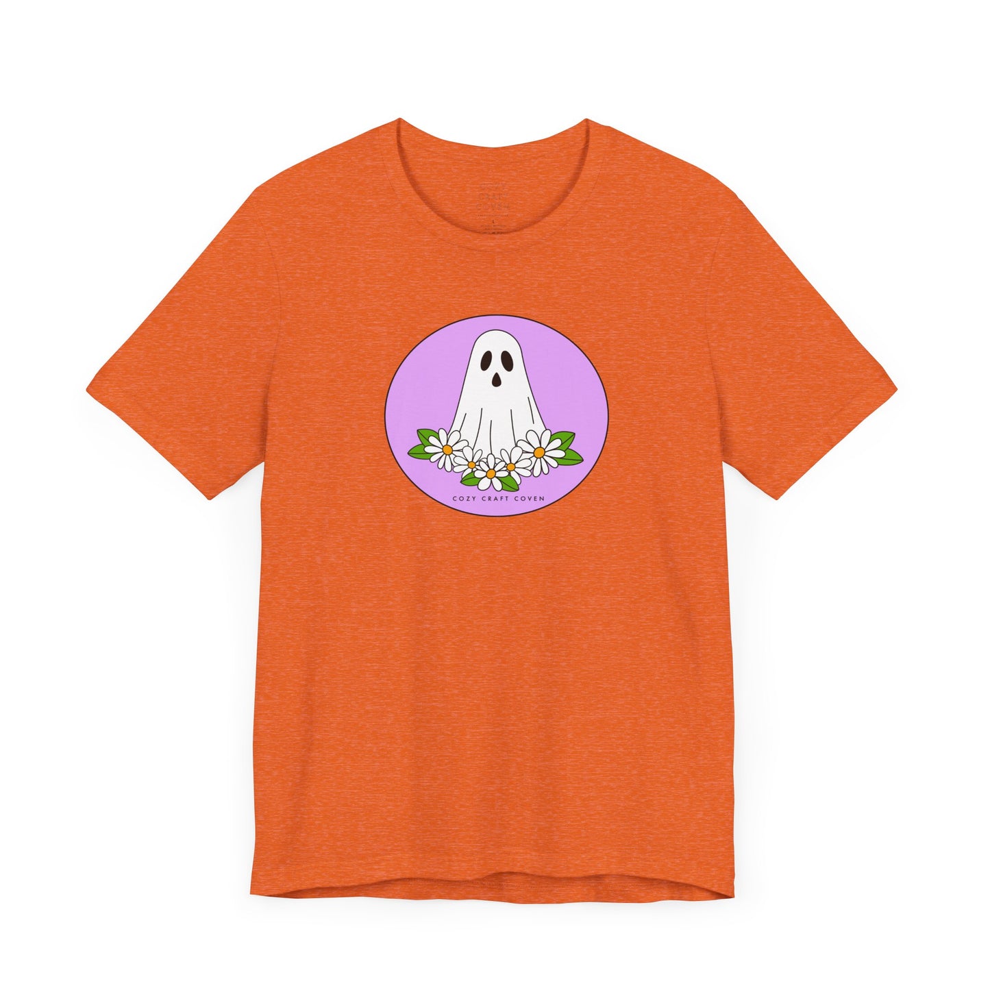 Cozy Ghost Floral Tee - Unisex Short Sleeve T-Shirt for Spooky Season