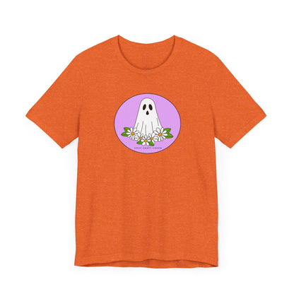 Cozy Ghost Floral Tee - Unisex Short Sleeve T-Shirt for Spooky Season