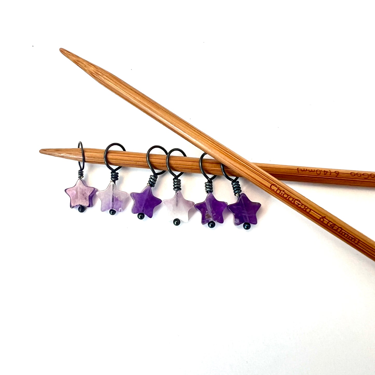 Small Stitch Markers - Amethyst Stars