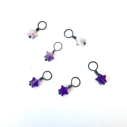 Small Stitch Markers - Amethyst Stars