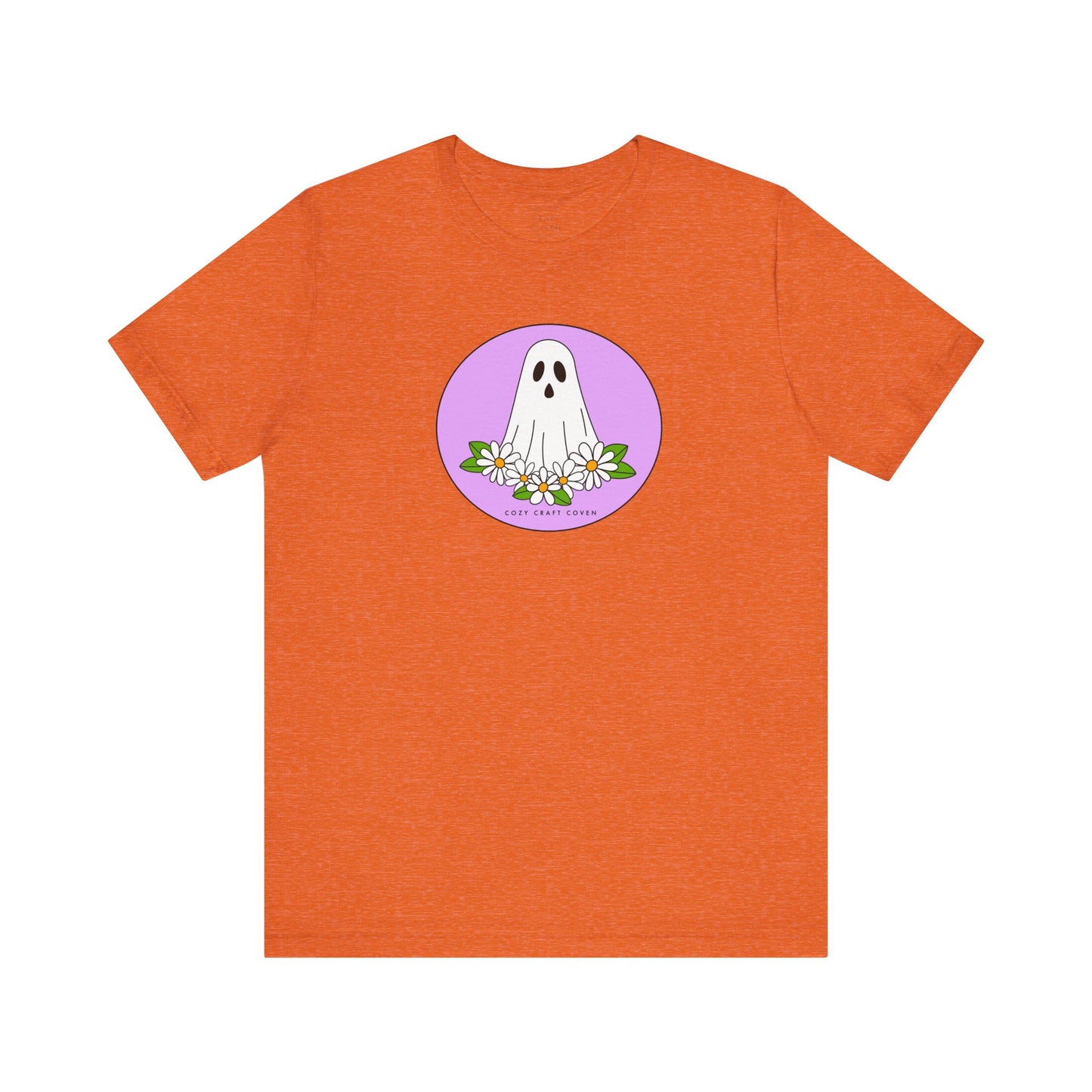 Cozy Ghost Floral Tee - Unisex Short Sleeve T-Shirt for Spooky Season