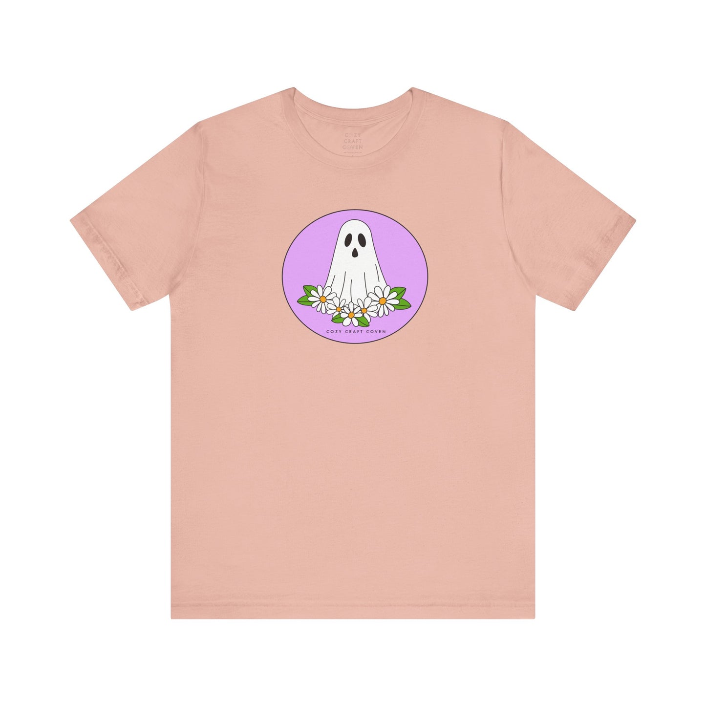 Cozy Ghost Floral Tee - Unisex Short Sleeve T-Shirt for Spooky Season