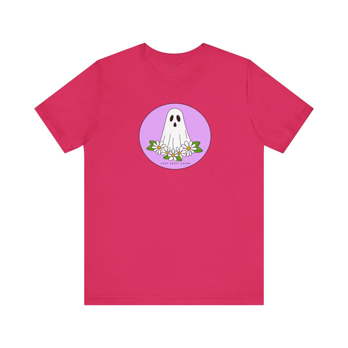 Cozy Ghost Floral Tee - Unisex Short Sleeve T-Shirt for Spooky Season