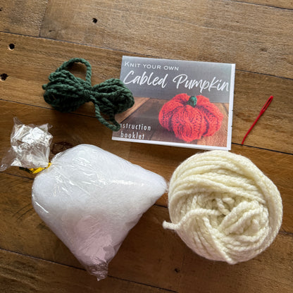 Cabled White Pumpkin Knit Kit