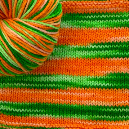 Self-Striping Sock Yarn - Electric Pumpkin