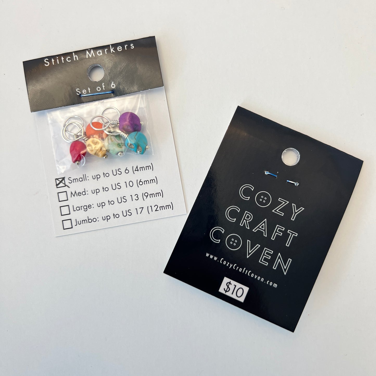 Small Stitch Markers - Rainbow Skulls