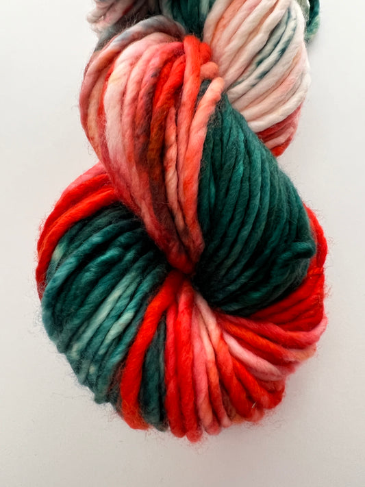 Hand-Dyed Super Bulky Yarn - Cardinal in the Pines