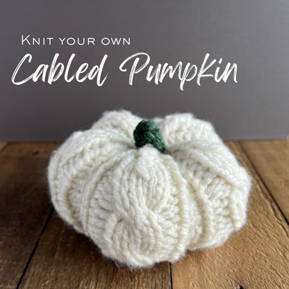 Cabled White Pumpkin Knit Kit