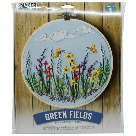 Green Fields Floral - Beginner Embroidery Kit