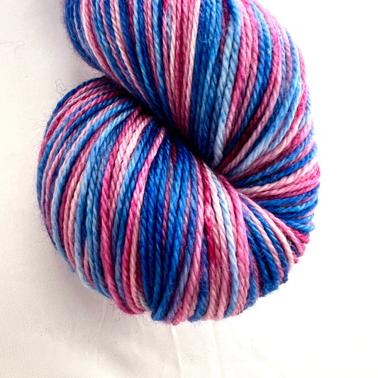 Self-Striping Sock Yarn - Lipgloss and Blue Jeans